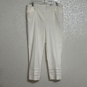 Chico's‎ Brigitte Slim Leg Novelty Crop Pants Alabaster So Slimming Lace 2 US 12